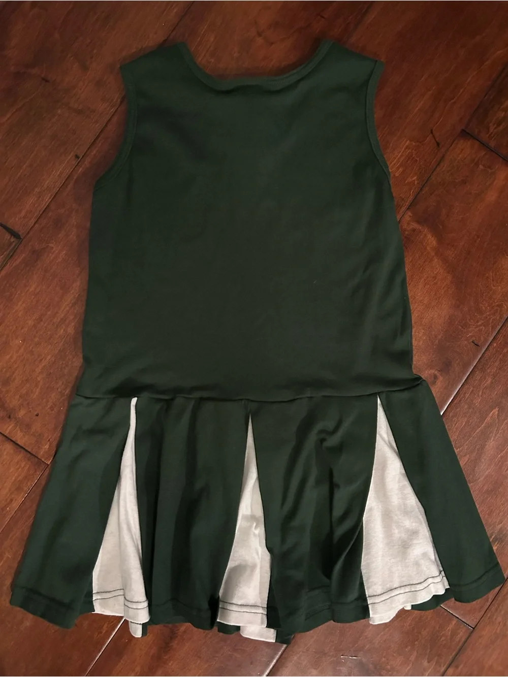 Green & White cheerleader costume - Ladies size small; Cotton and Polyester
